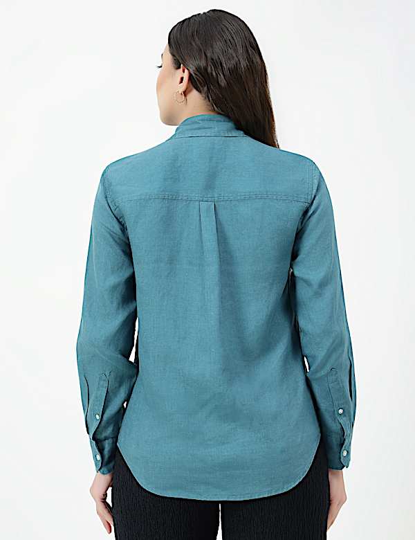 Pure Linen Spread Collar Shirt