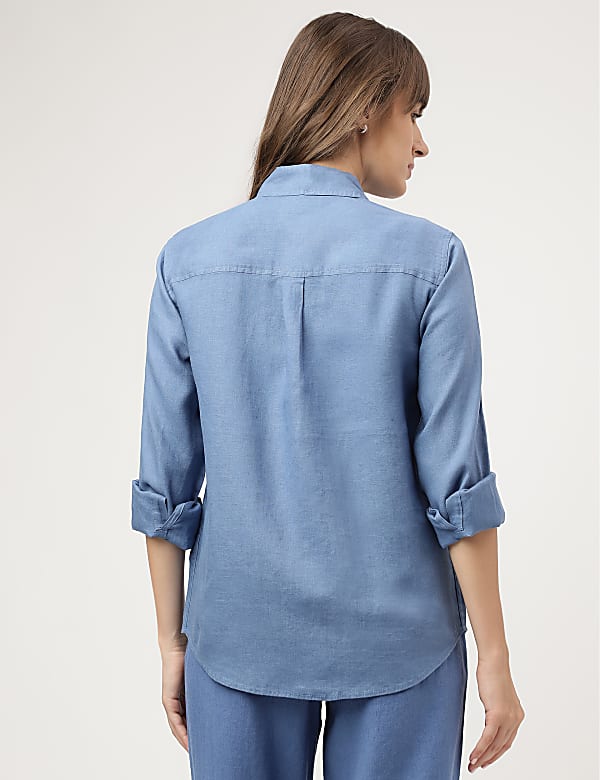 Pure Linen Spread Collar Shirt