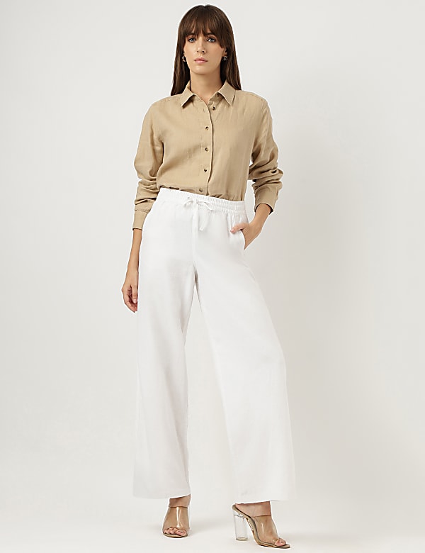 Pure Linen Spread Collar Shirt