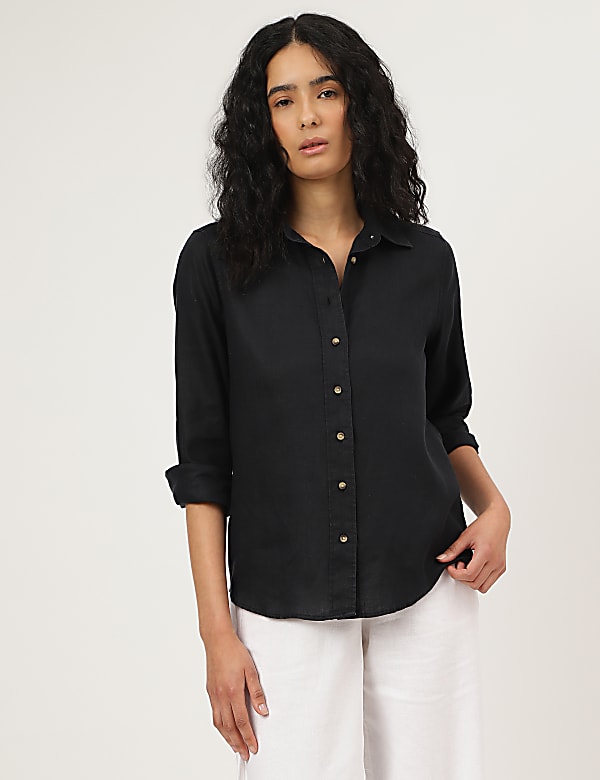 Pure Linen Spread Collar Shirt