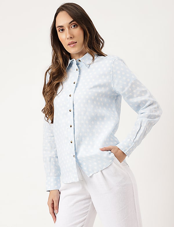 Linen Polka Dot Regular Fit Shirt