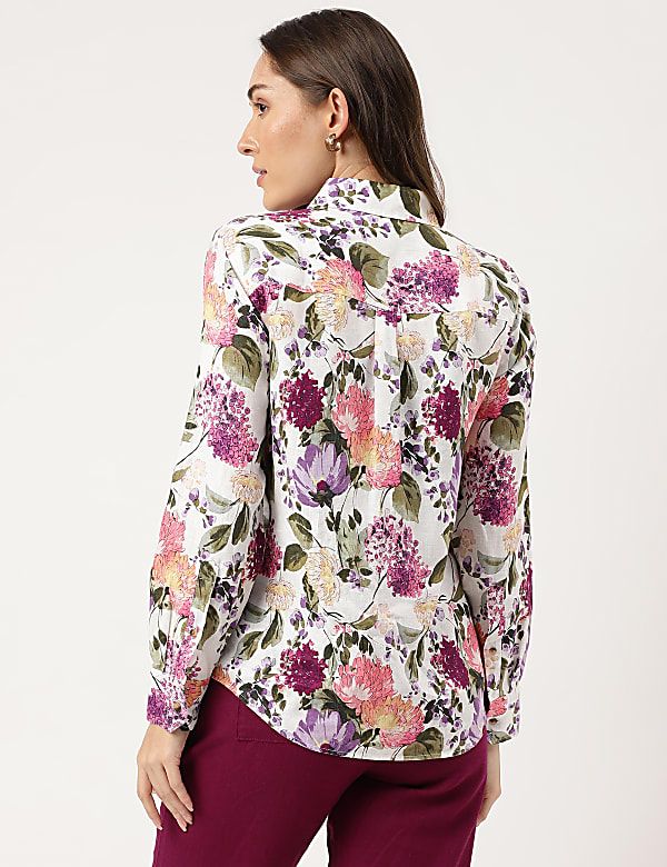 Linen Floral Printed Regular Fit Shirt
