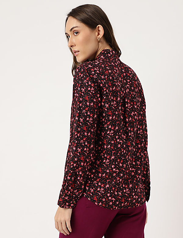 Linen Floral Printed Regular Fit Shirt