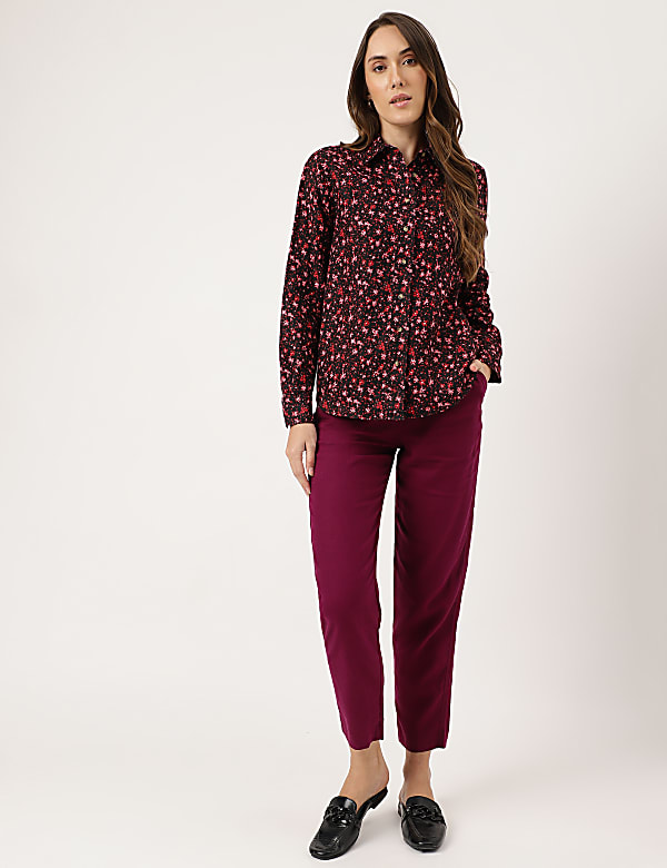 Linen Floral Printed Regular Fit Shirt