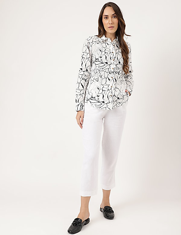 Linen Floral Printed Regular Fit Shirt