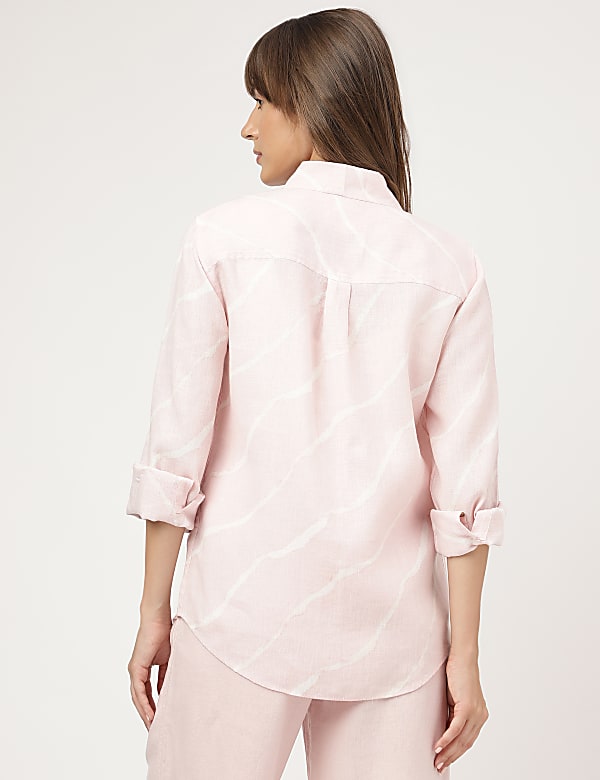 Pure Linen Striped Spread Collar Shirt
