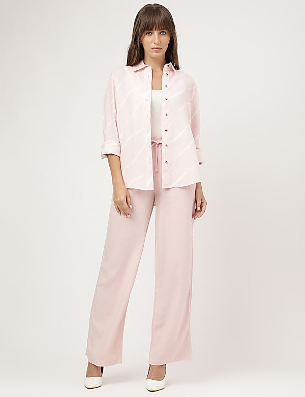 Pure Linen Striped Spread Collar Shirt