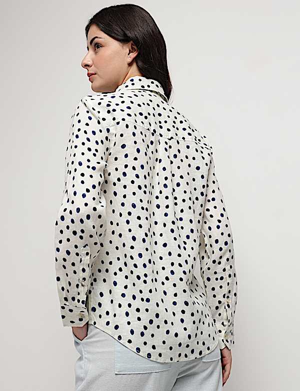 Pure Linen Polka Dots Shirt