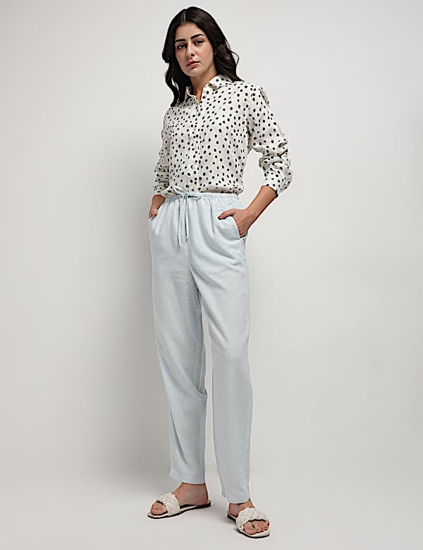 Pure Linen Polka Dots Shirt