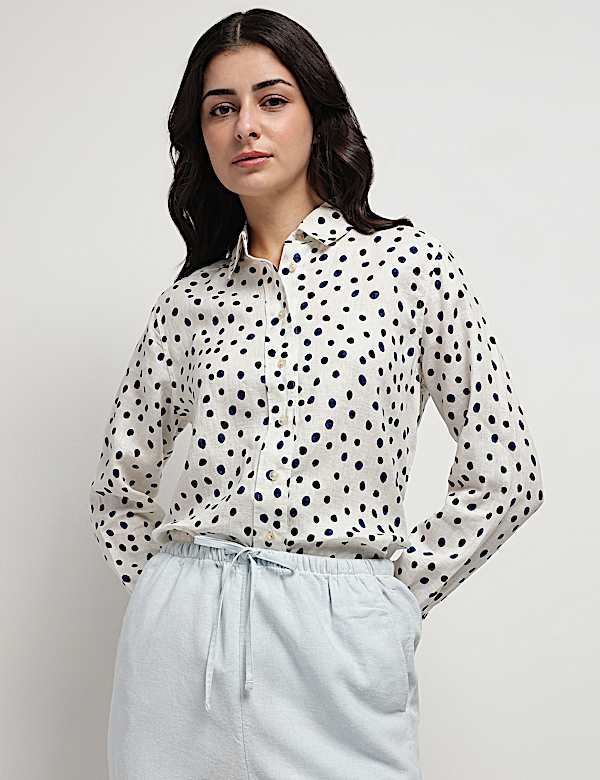Pure Linen Polka Dots Shirt