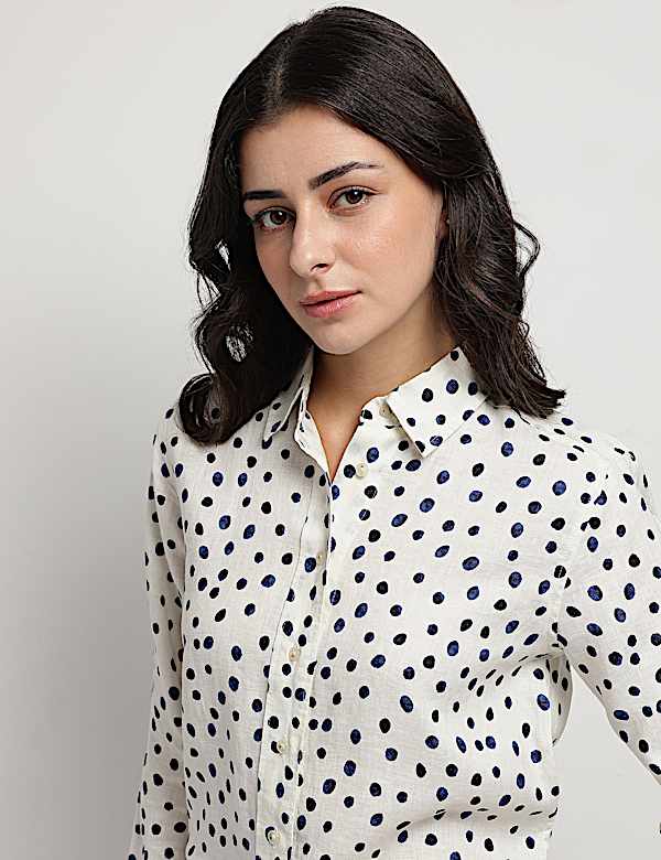 Pure Linen Polka Dots Shirt