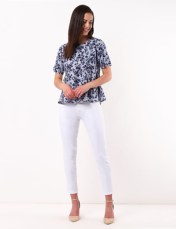 Linen Mix Pleat Top