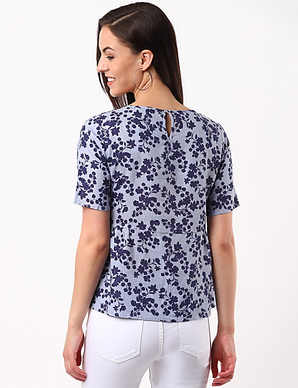 Linen Mix Pleat Top