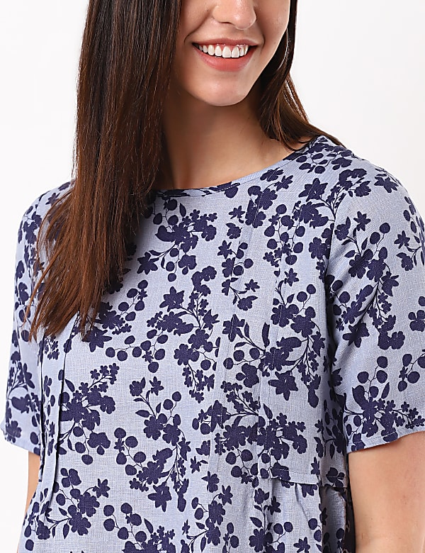 Linen Mix Pleat Top