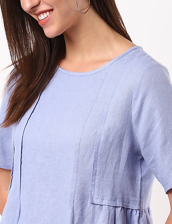 Linen Mix Pleat Top