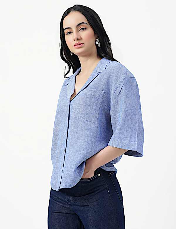 LINEN RICH RELAXED SHORT SLEEVE SHIRT