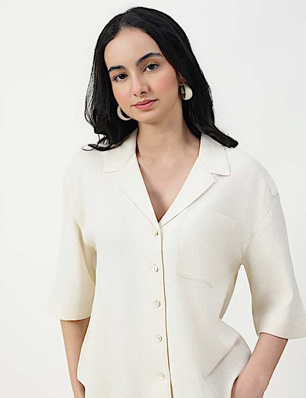 LINEN RICH RELAXED SHORT SLEEVE SHIRT