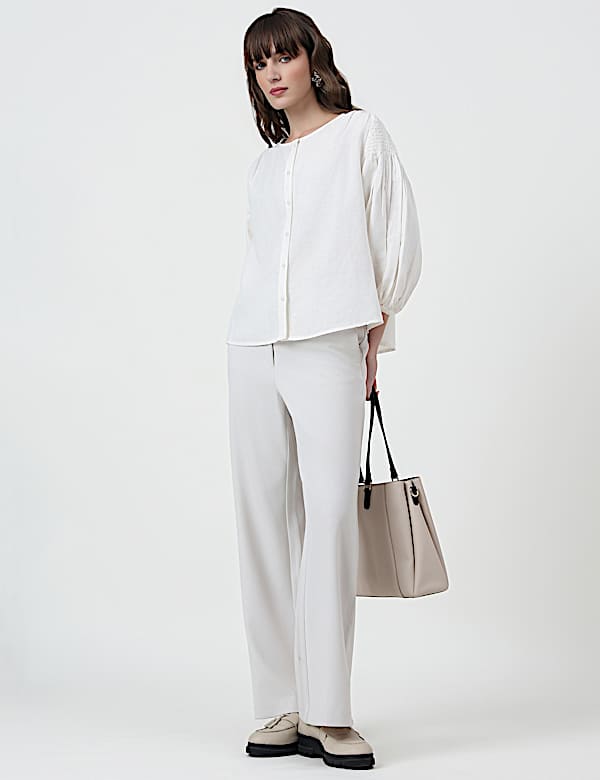 Linen Rich Plain Round Neck Top