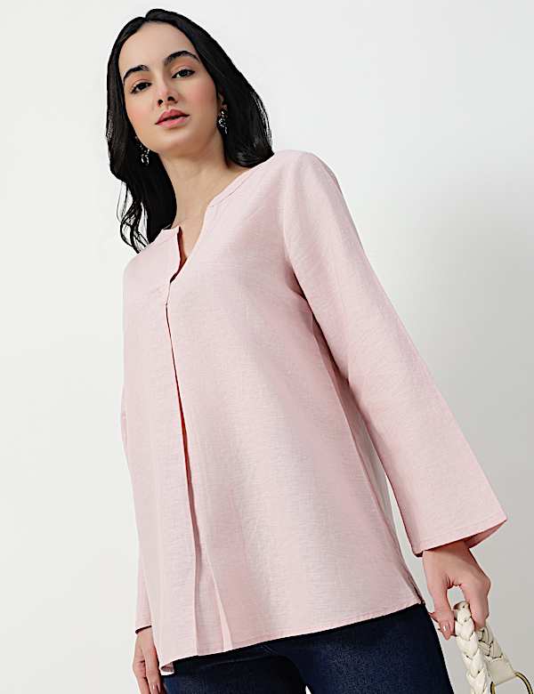 TURN UP SLEEVE LINEN TUNIC