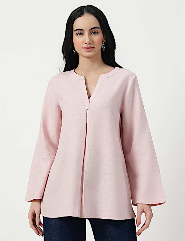 TURN UP SLEEVE LINEN TUNIC