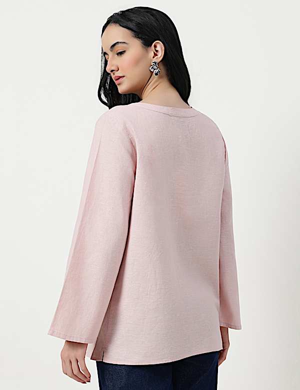 TURN UP SLEEVE LINEN TUNIC