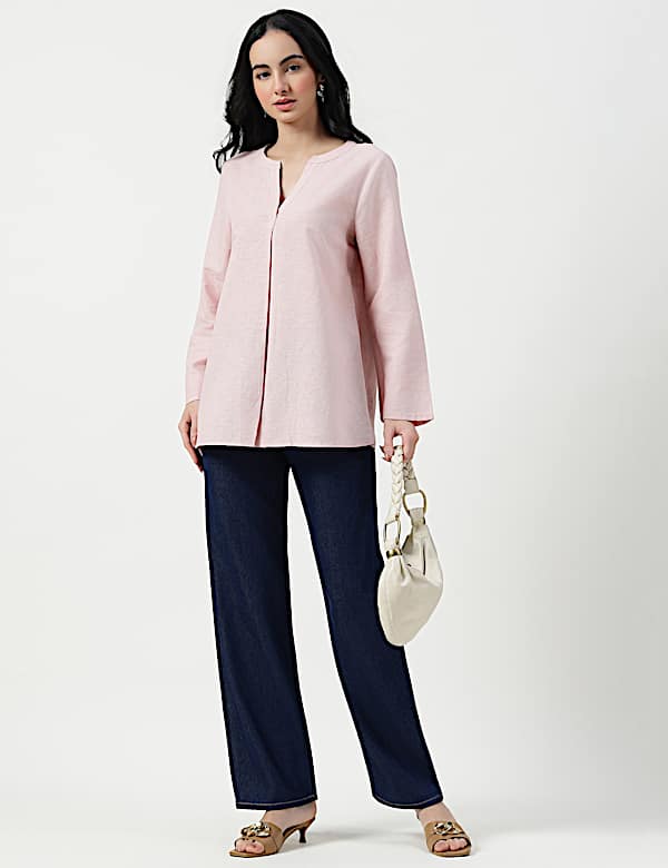 TURN UP SLEEVE LINEN TUNIC