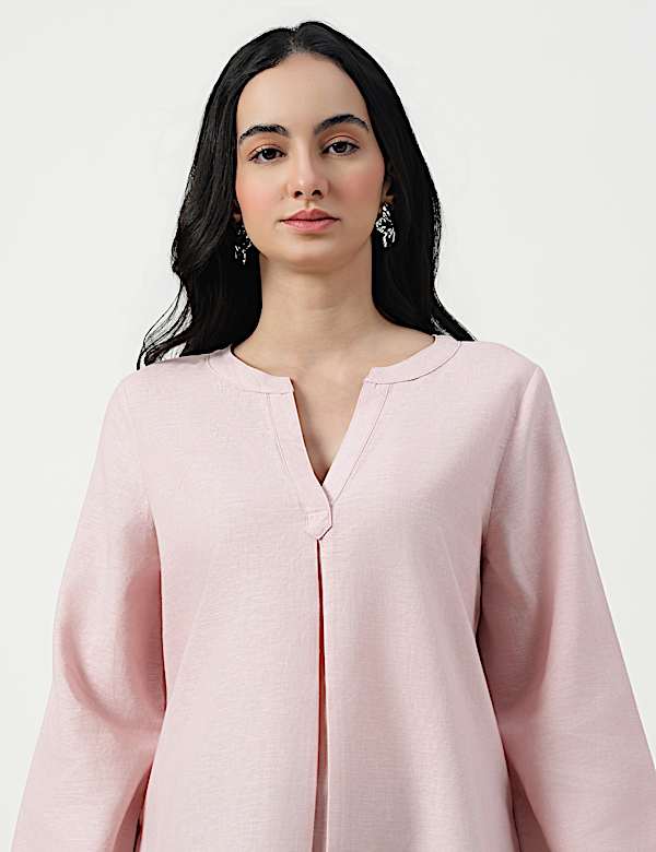 TURN UP SLEEVE LINEN TUNIC