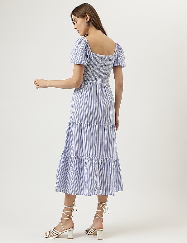 Printed Midi Square Neck Dress