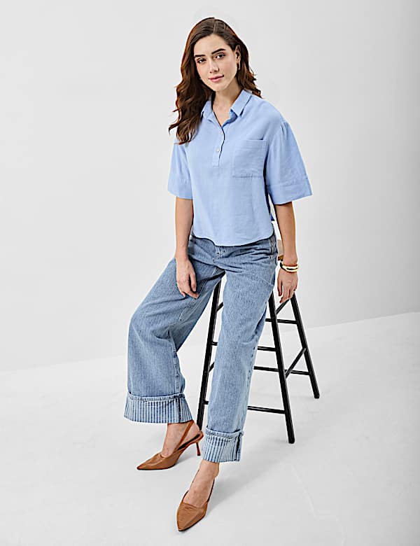 Linen Rich Cropped Shirt
