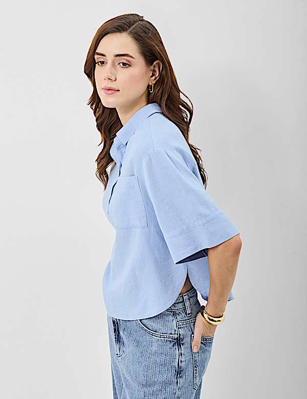 Linen Rich Cropped Shirt