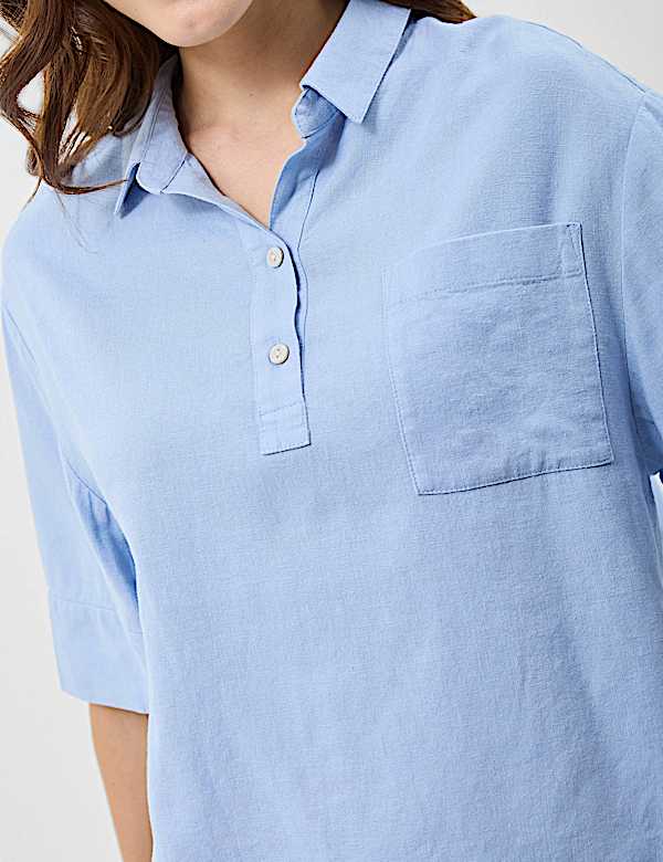 Linen Rich Cropped Shirt