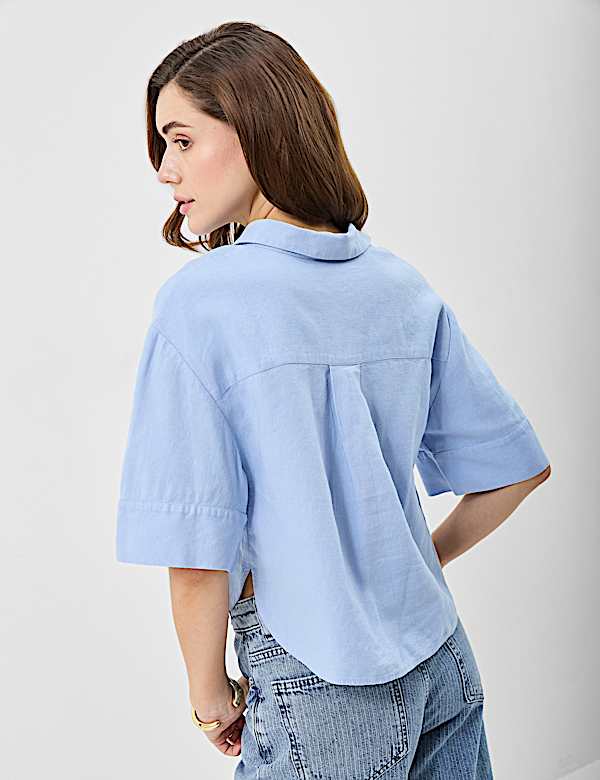 Linen Rich Cropped Shirt