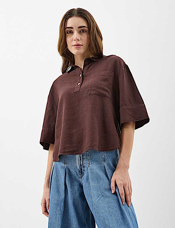 Linen Rich Cropped Shirt