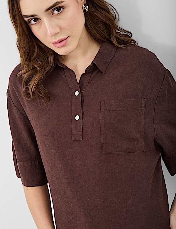 Linen Rich Cropped Shirt