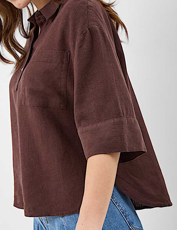Linen Rich Cropped Shirt
