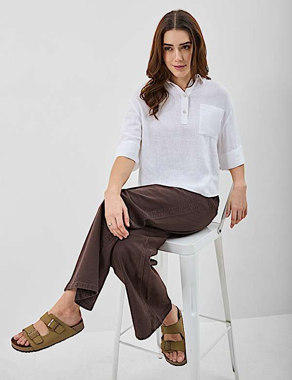 Linen Rich Cropped Shirt