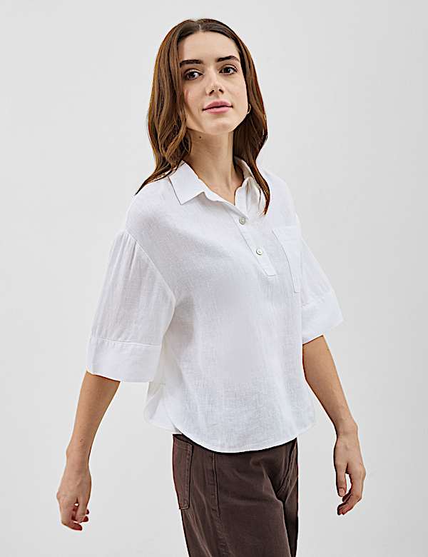 Linen Rich Cropped Shirt