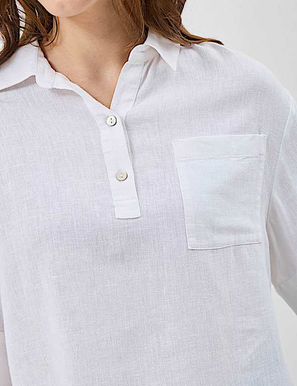 Linen Rich Cropped Shirt