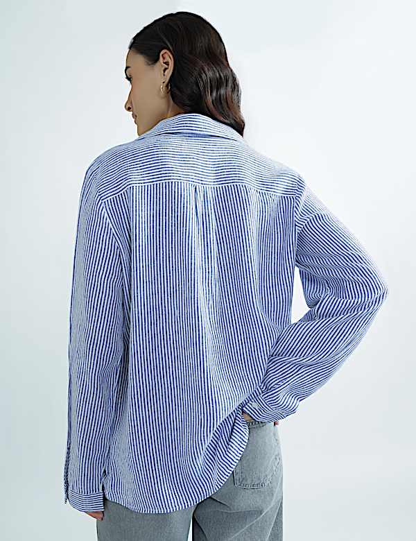 Linen Rich Plain Spread Collar Top