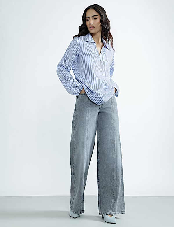 Linen Rich Plain Spread Collar Top