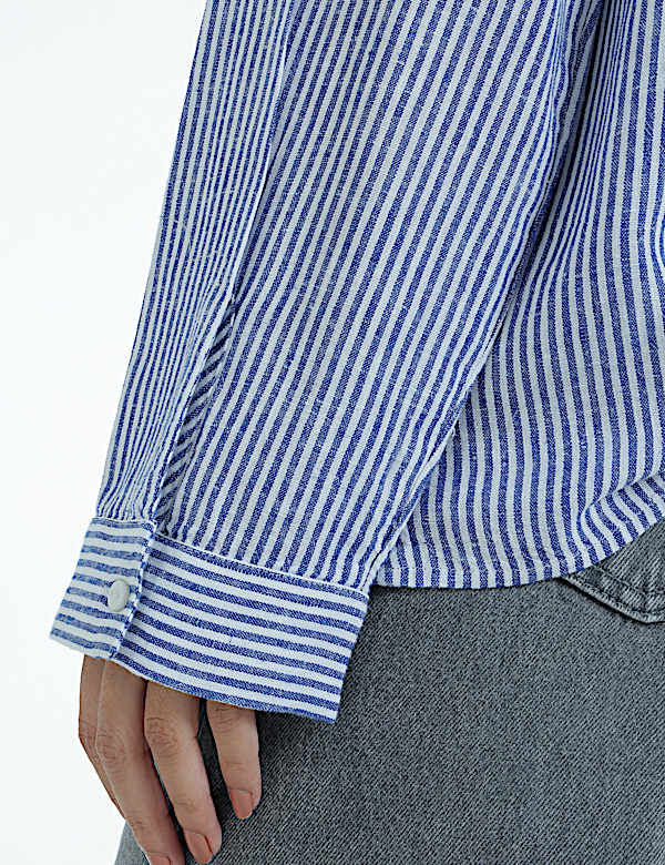 Linen Rich Plain Spread Collar Top