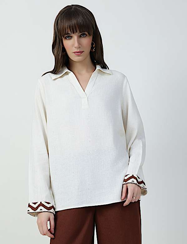 JOHNNY COLLAR HI-LOW TUNIC