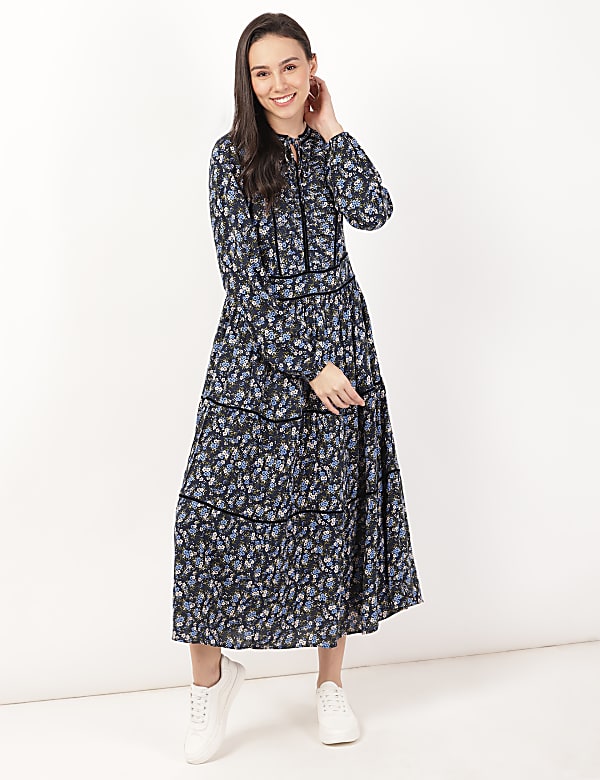 Pure Viscose Printed Round Neck Dress