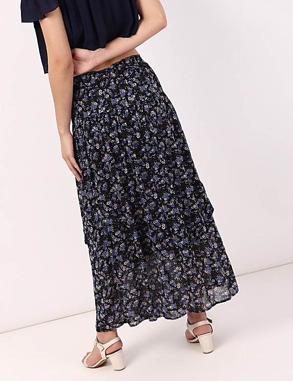 Pure Viscose Floral Full Length Skirt
