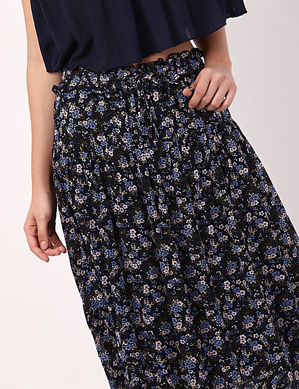 Pure Viscose Floral Full Length Skirt