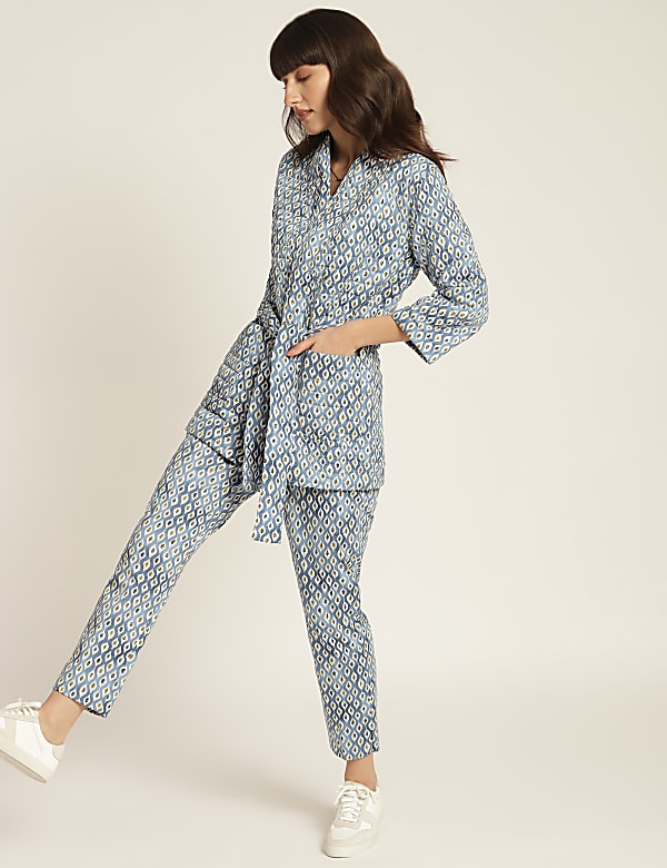 Cotton Mix Printed Regular Fit Trouser
