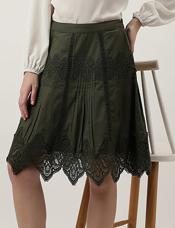 Buy Embroidered Knee Length Skirt at Marks Spencer