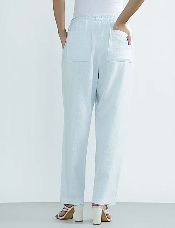 Linen Rich Plain Regular Fit Trousers