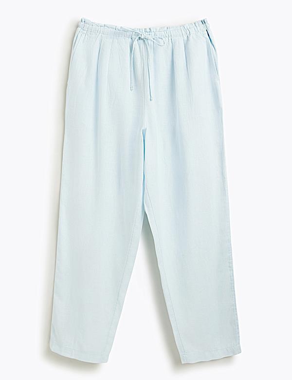 Linen Rich Plain Regular Fit Trousers