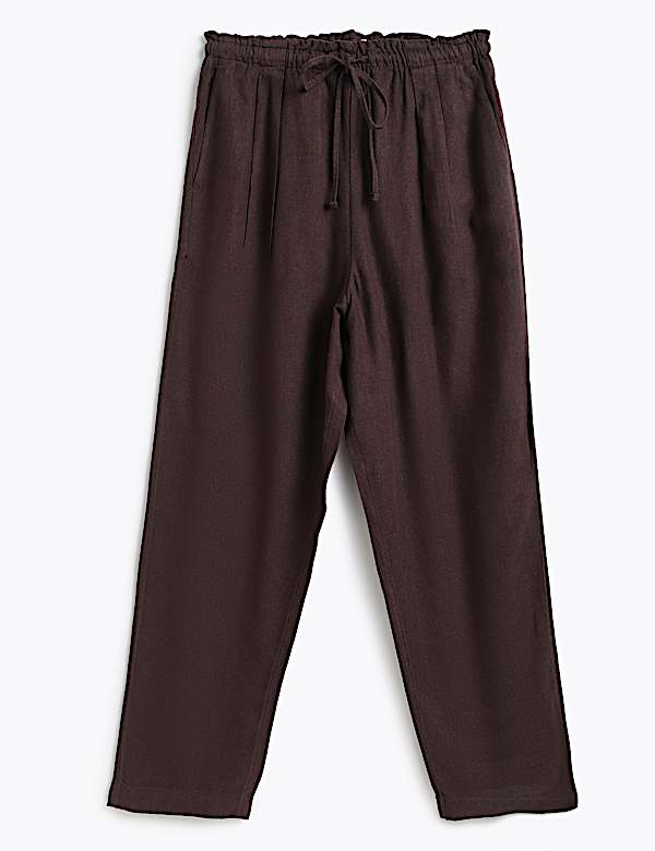 Linen Rich Plain Regular Fit Trousers